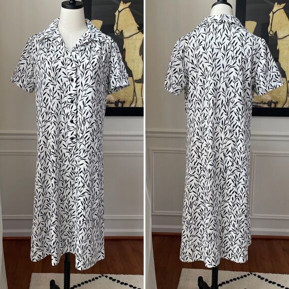 Vintage 70s Cattail Print House Dress Volup XL 1X - Picture 1 of 9